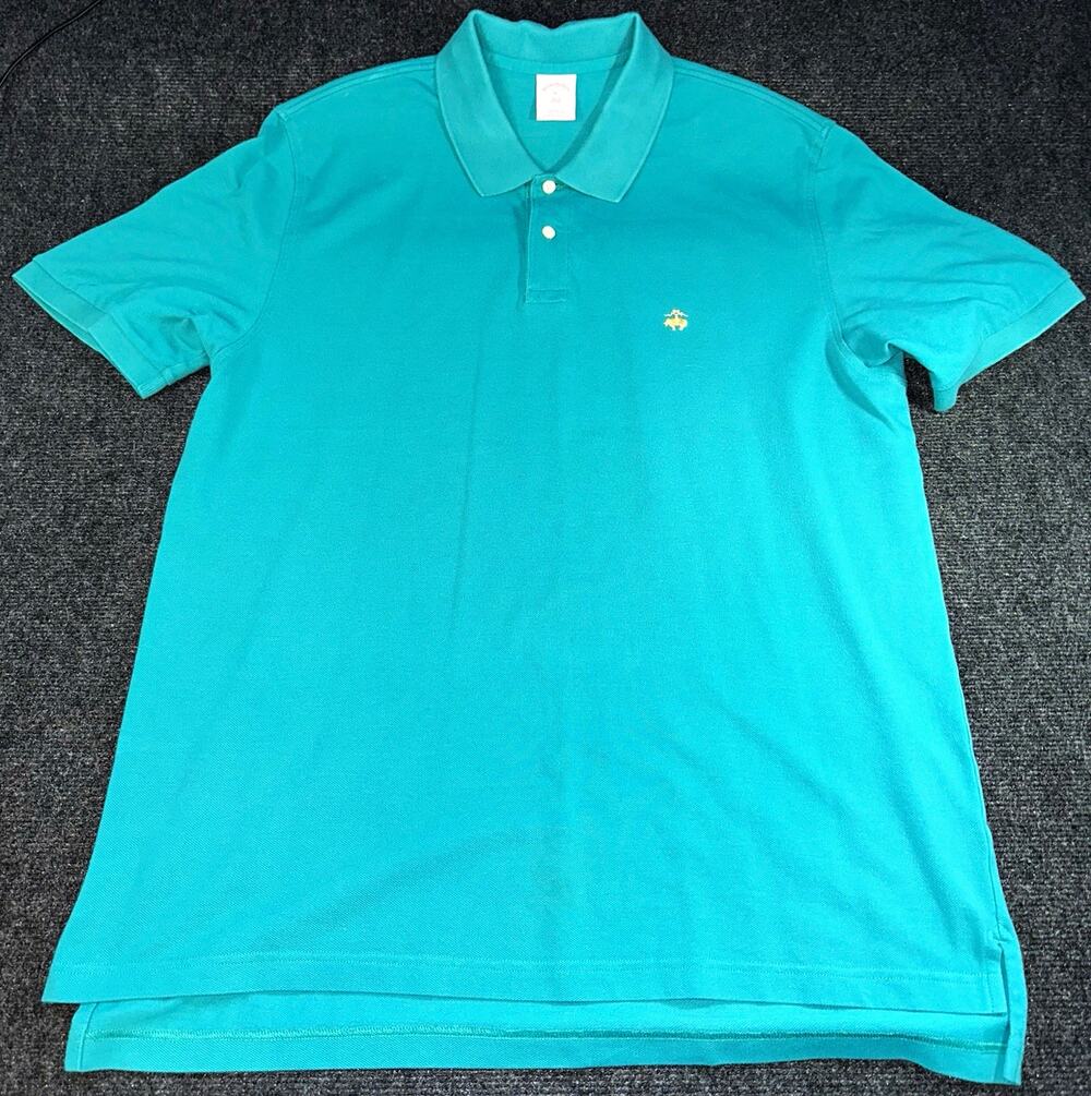 Brooks Brothers 346 Mens XL Teal Solid Polo Original Fit Short Sleeve
